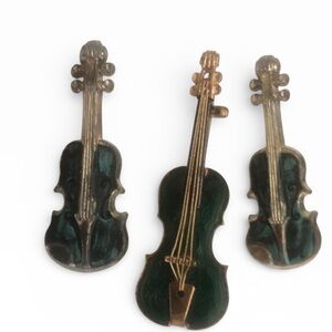 Enamel Violin Brooch Lot w/ West Germany